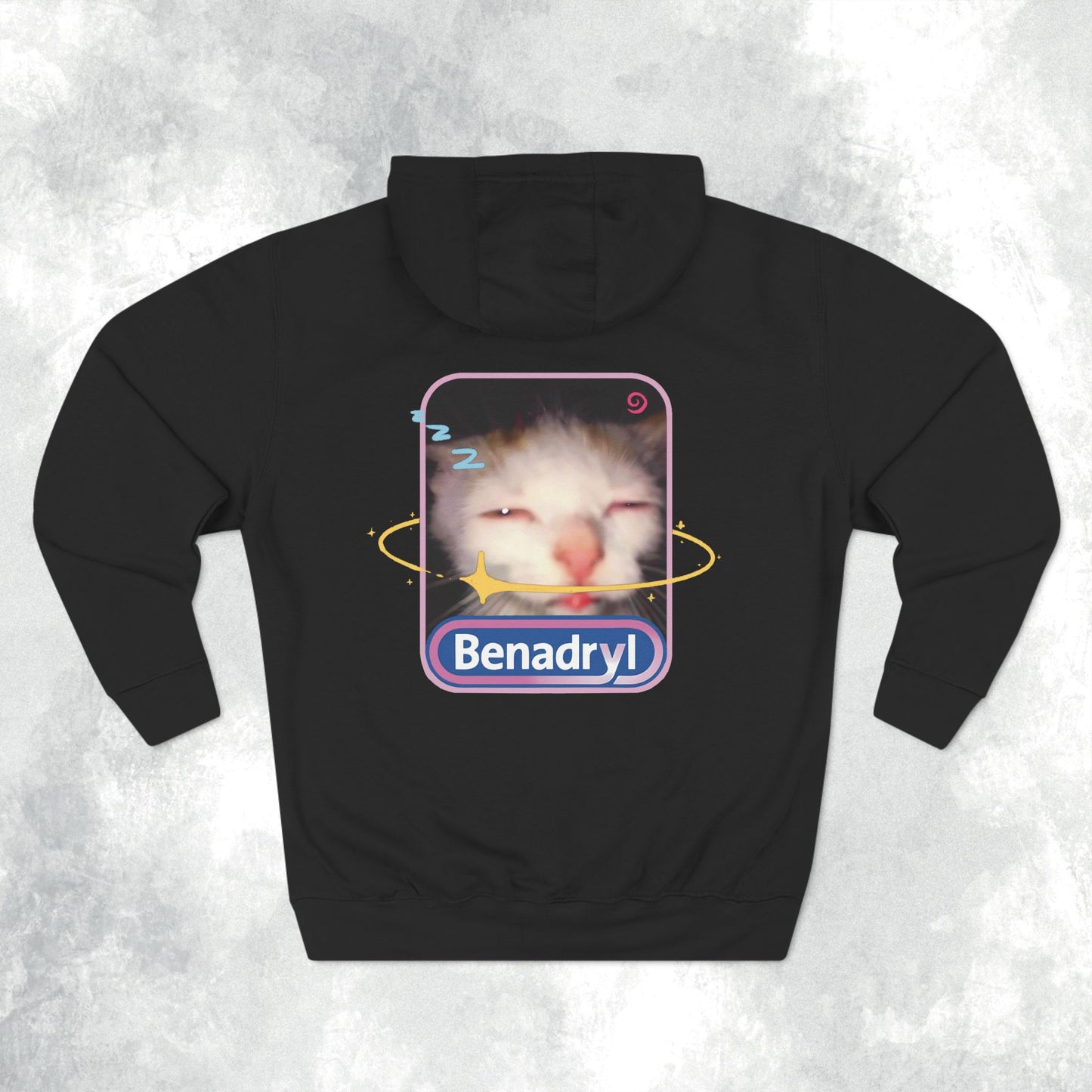 Benadryl Cat Three-Panel Hoodie