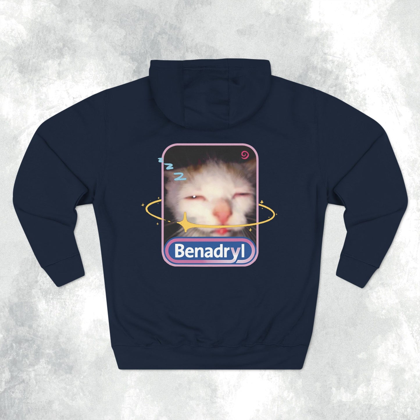 Benadryl Cat Three-Panel Hoodie