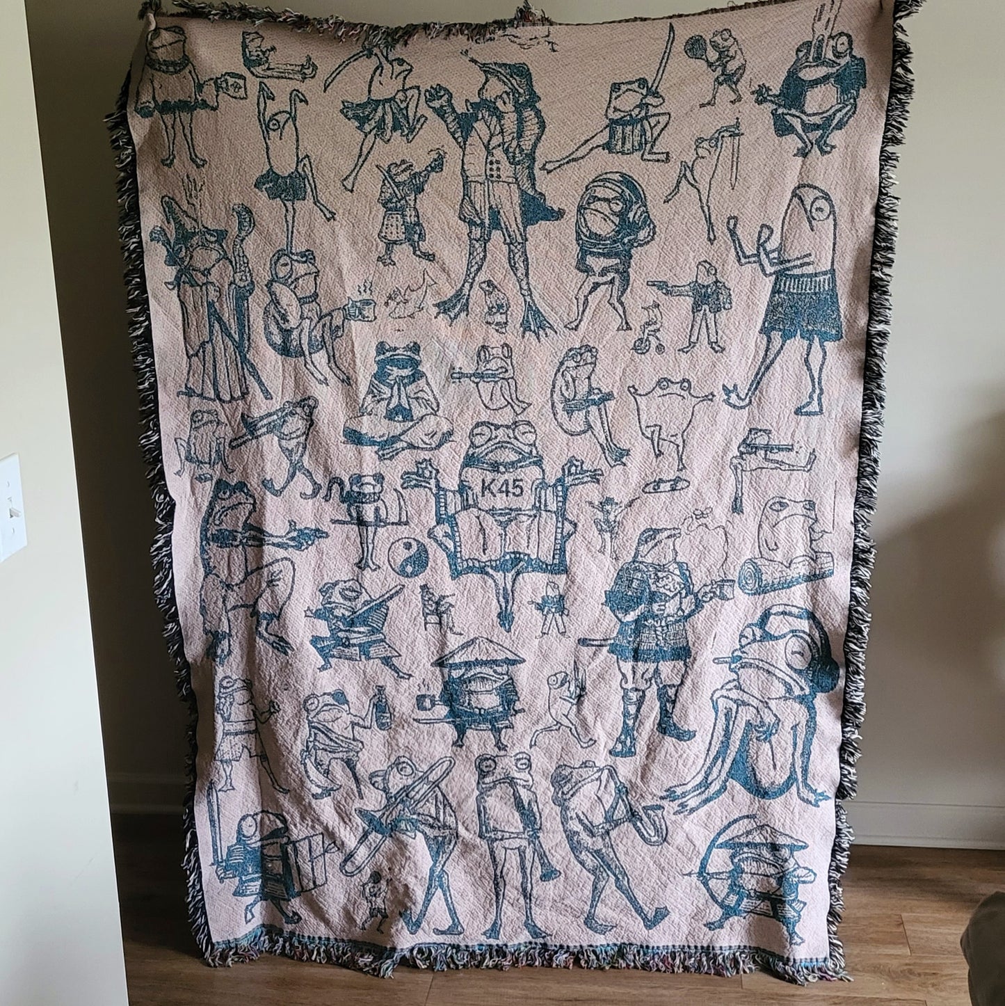 Frog Patchwork Woven Blanket
