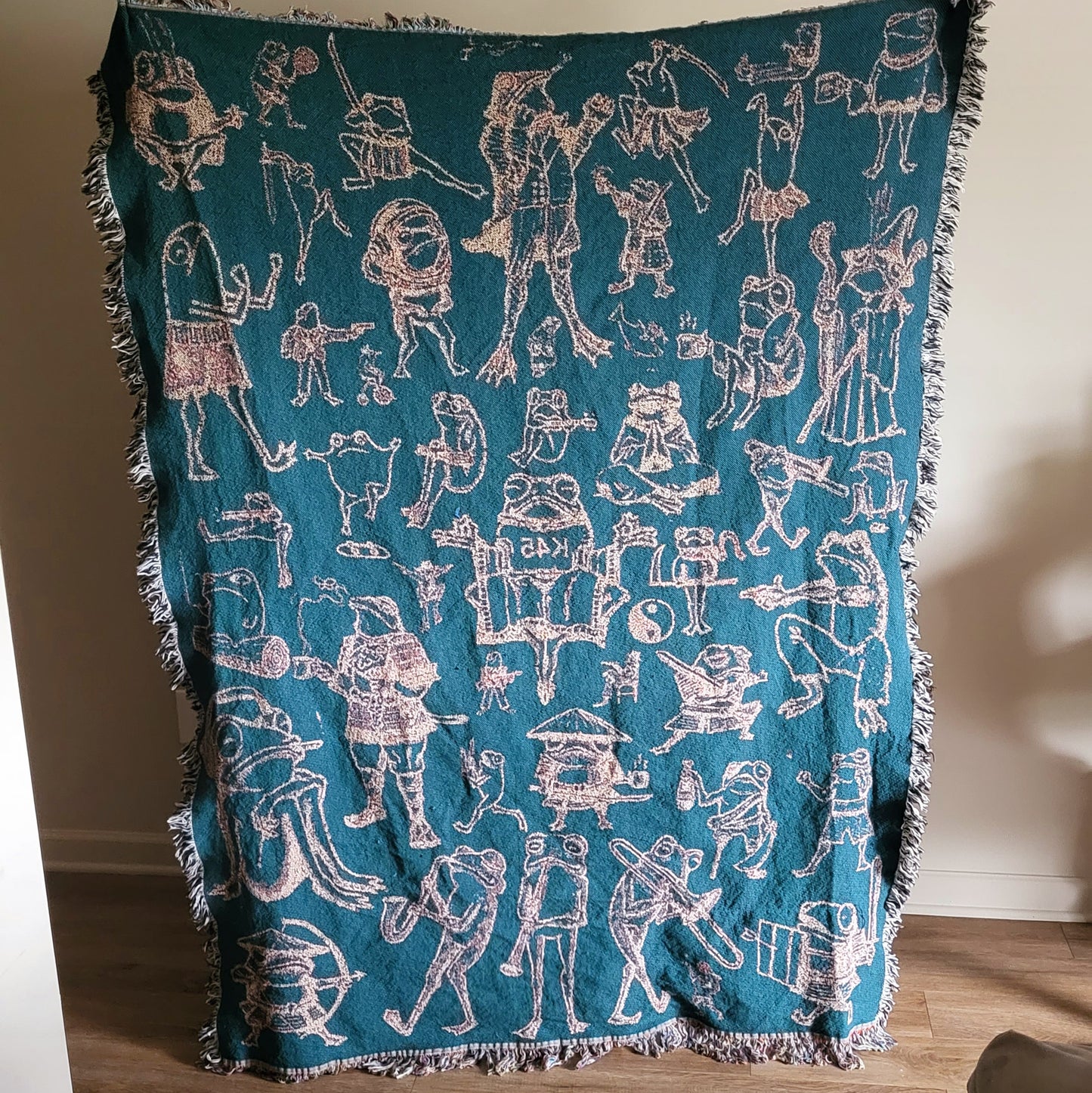 Frog Patchwork Woven Blanket