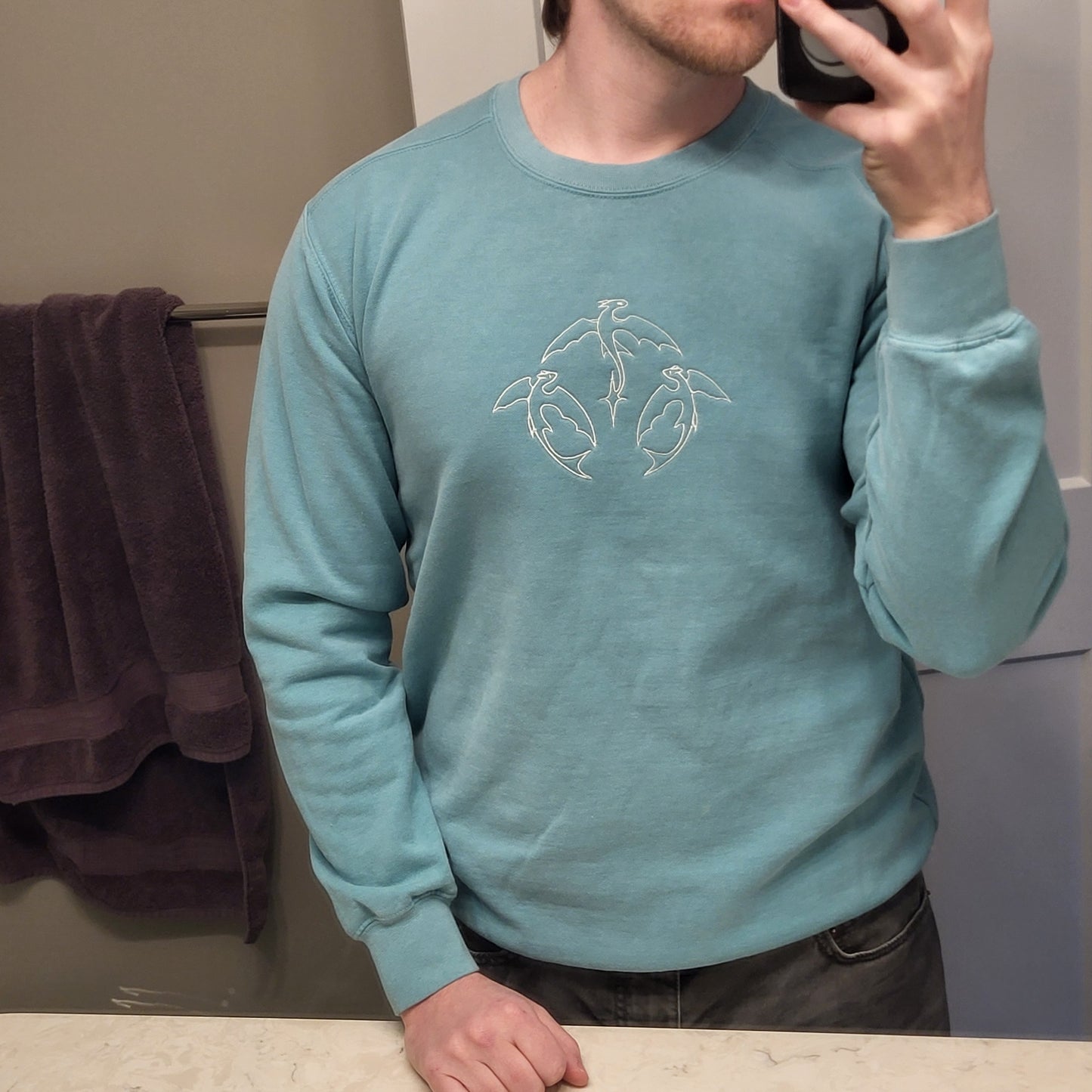 Embroidered Dragon Heavyweight Crewneck