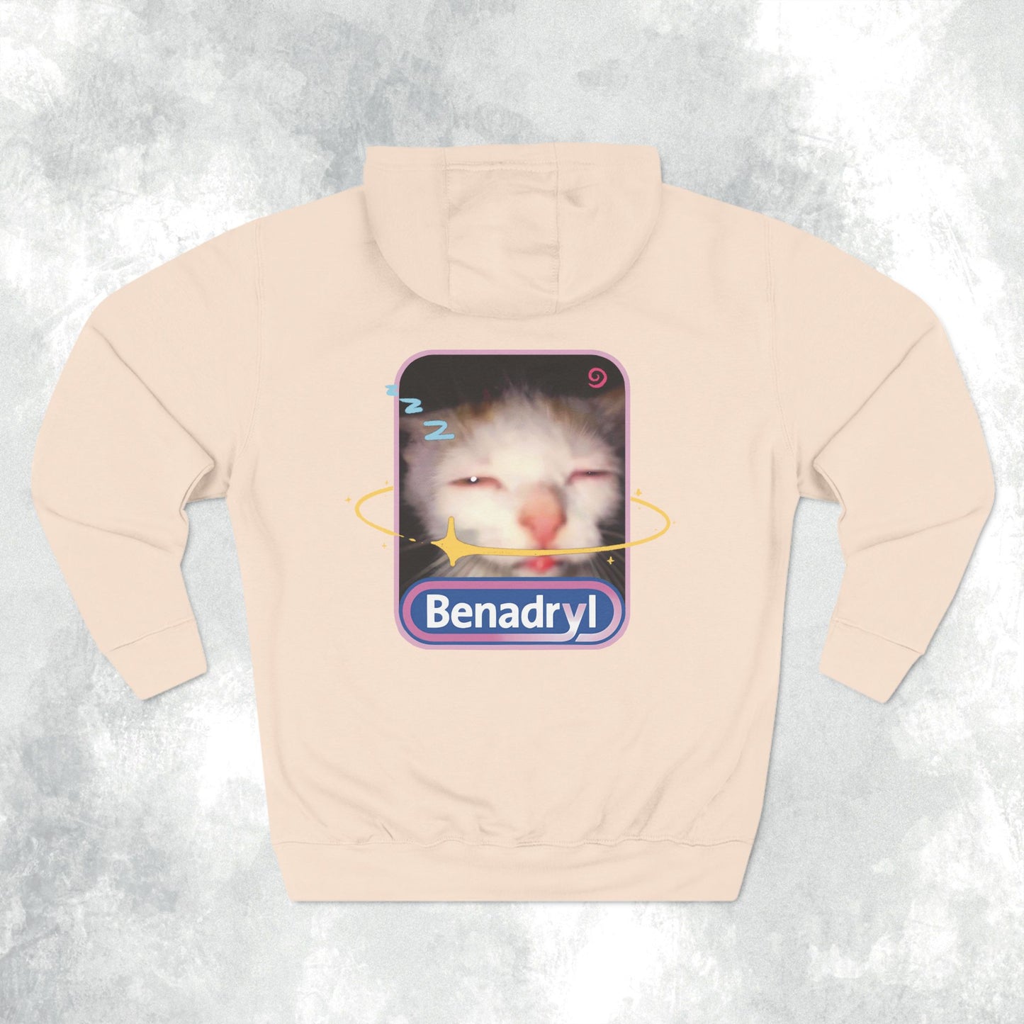 Benadryl Cat Three-Panel Hoodie