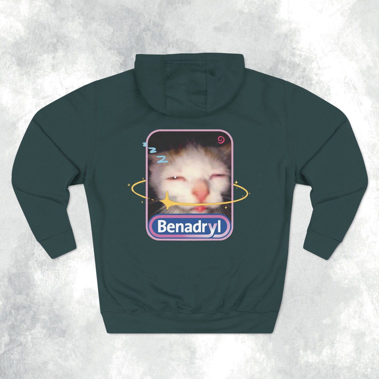 Benadryl Cat Three-Panel Hoodie