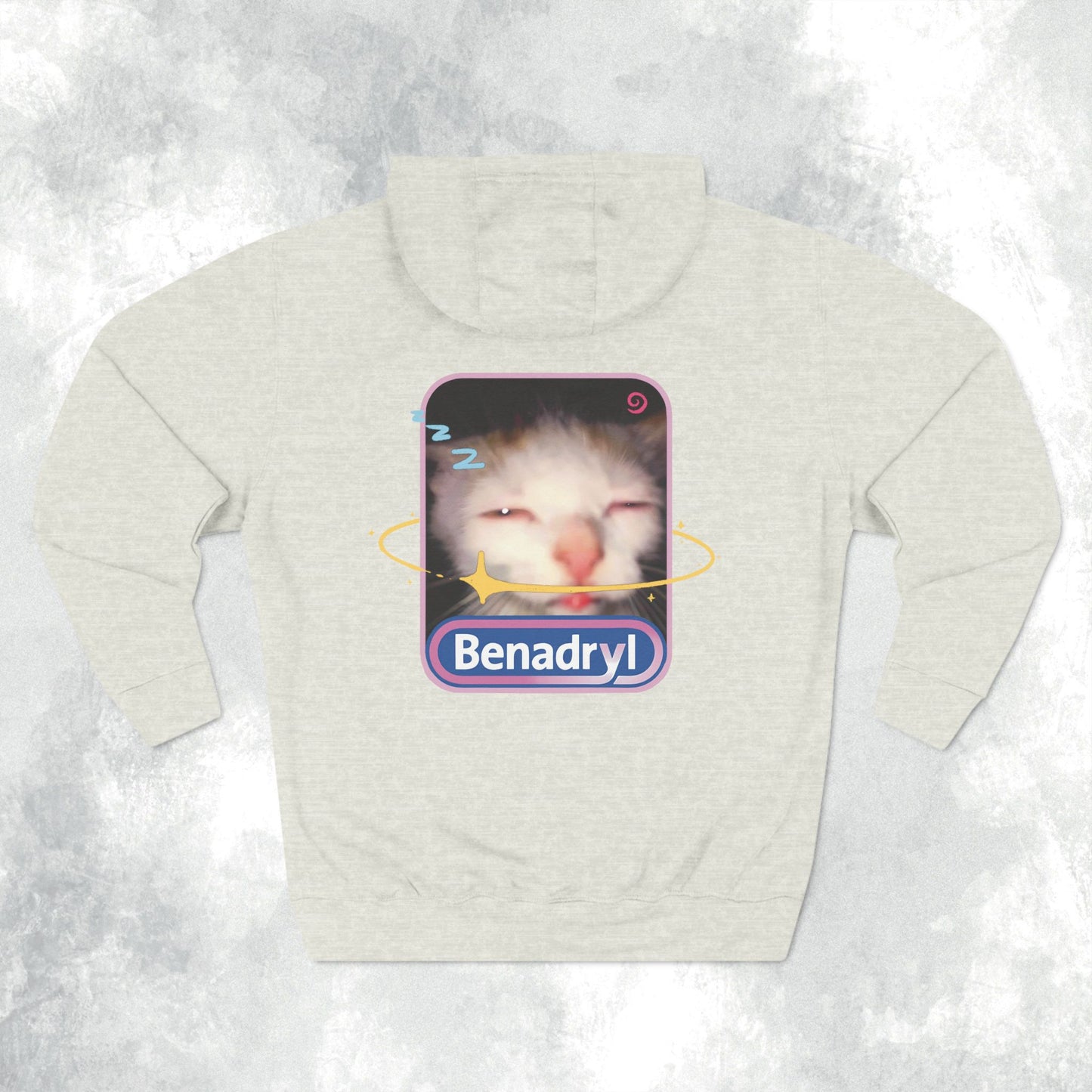 Benadryl Cat Three-Panel Hoodie
