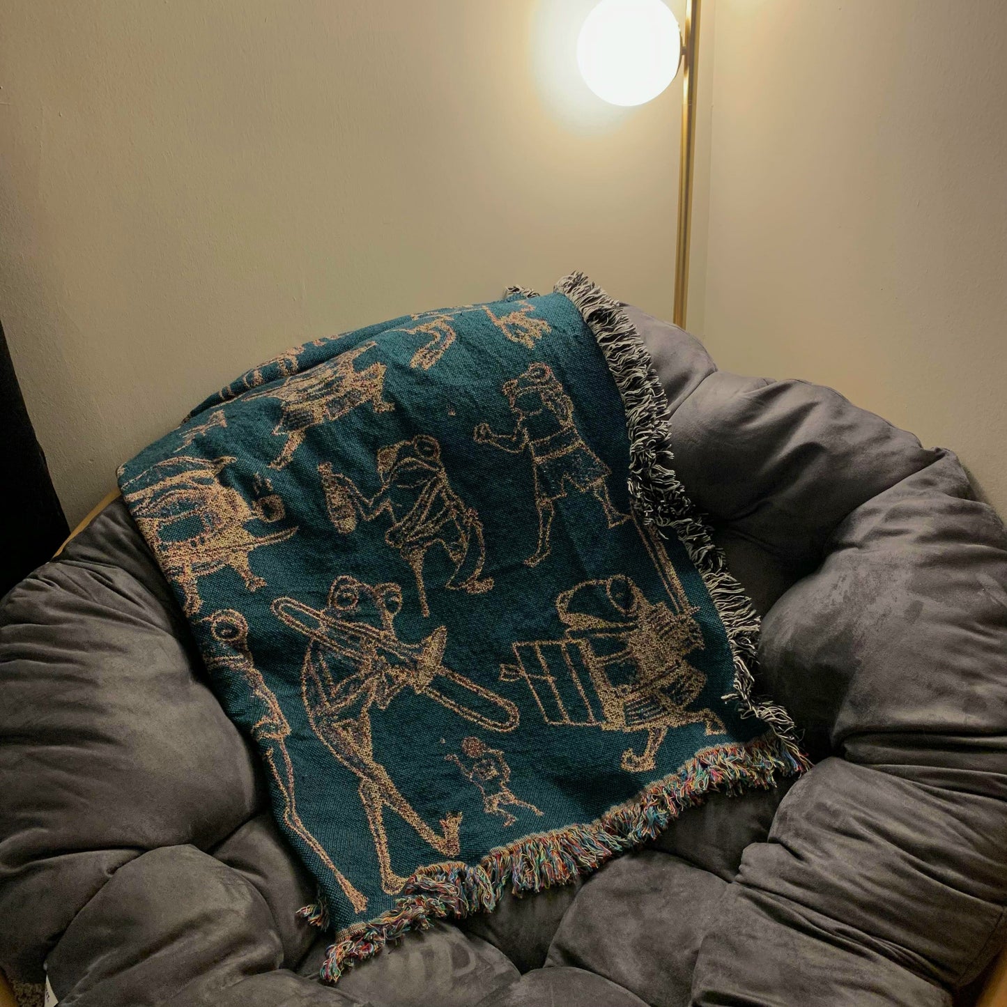 Frog Patchwork Woven Blanket