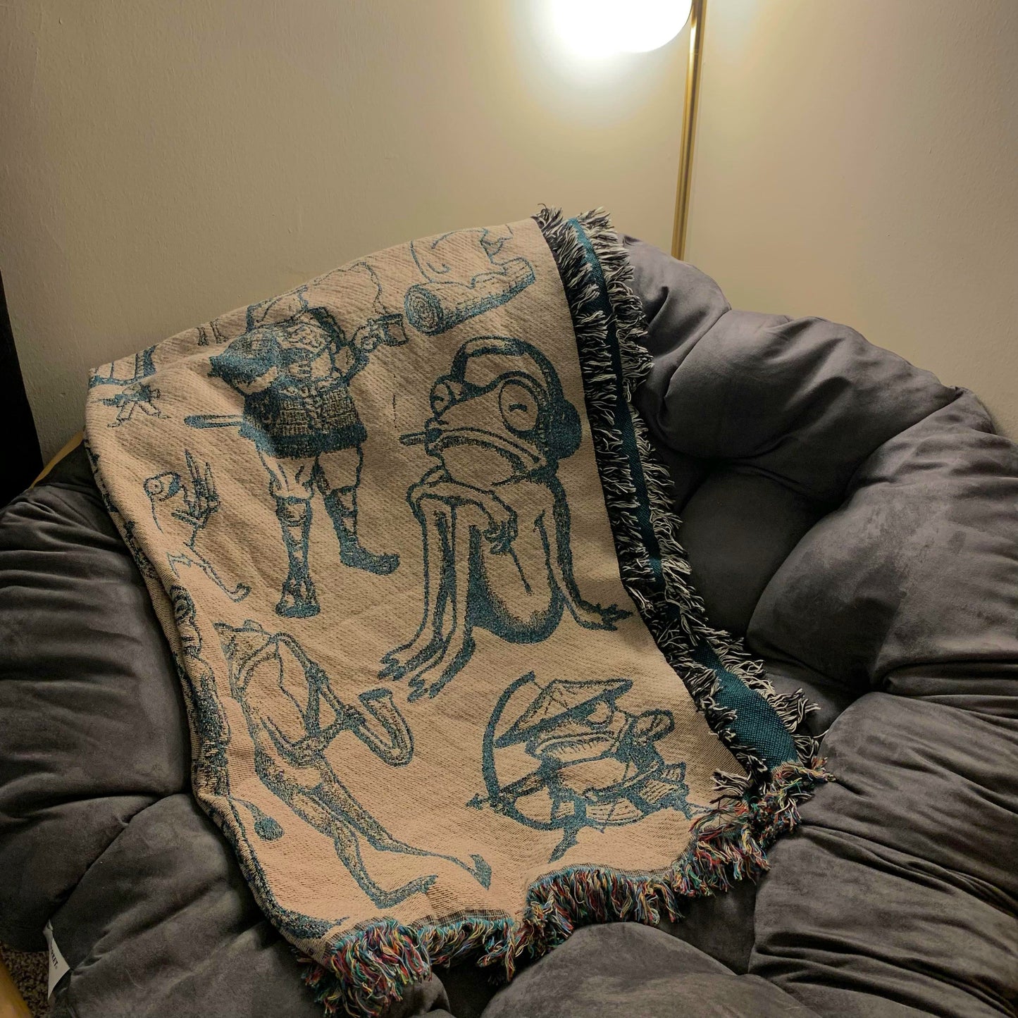 Frog Patchwork Woven Blanket