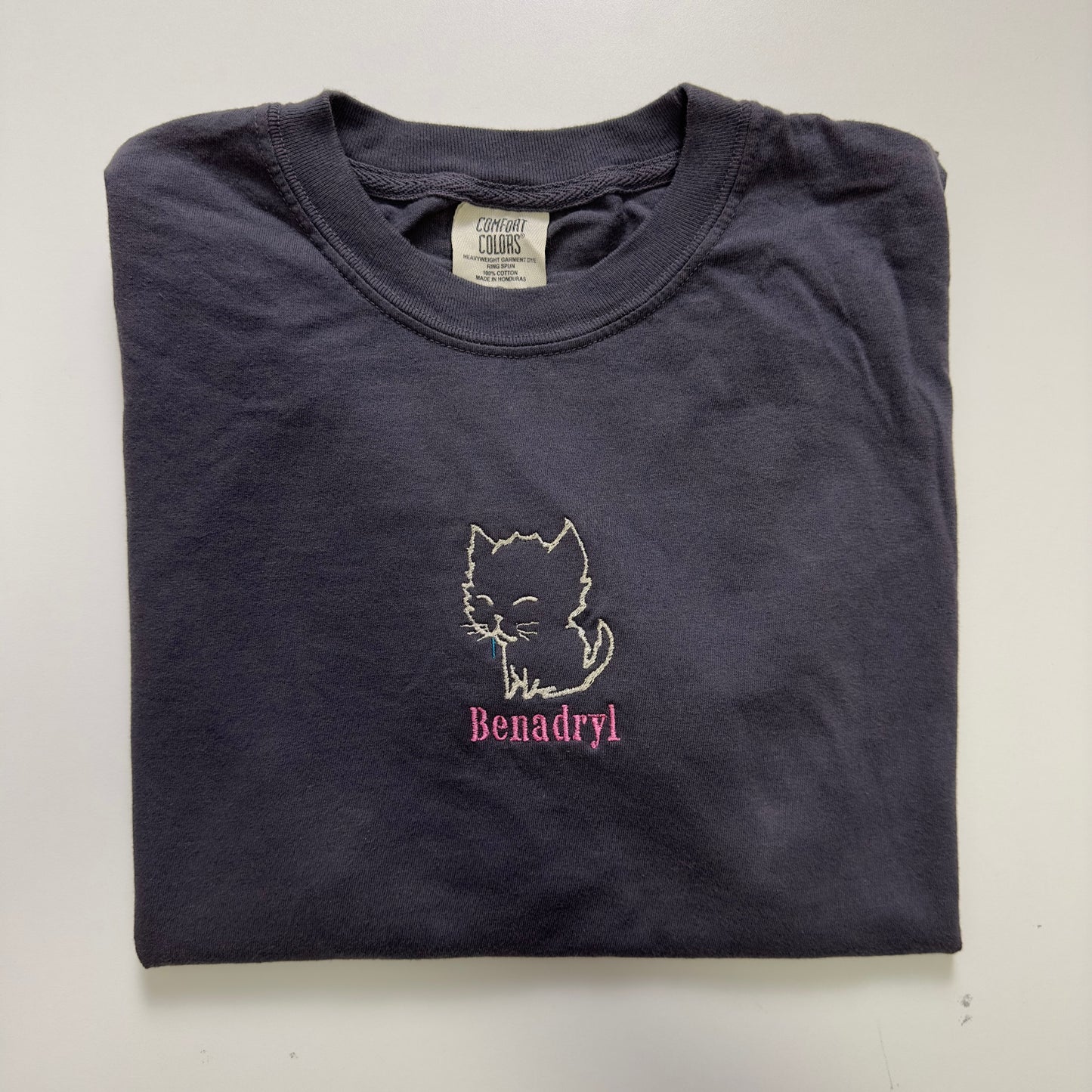 Benadryl Heavyweight Embroidered Cat Tee